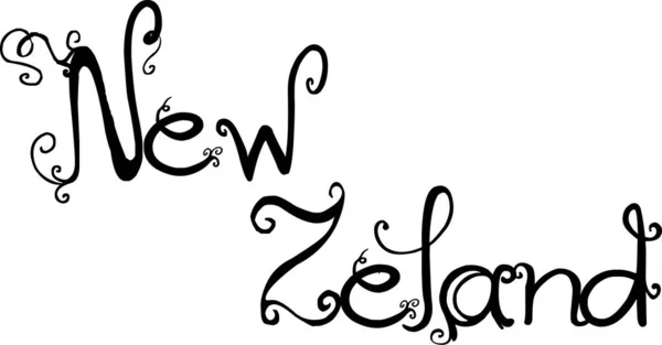 ニュージーランド白の背景にテキストイラスト — ストックベクタ