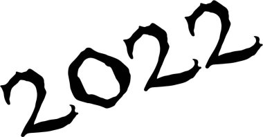 Yeni yılınız kutlu olsun. Beyaz arkaplan üzerinde 2022 yazı işareti çizimi. 