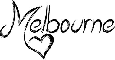 Beyaz arkaplanda Melbourne tect işareti çizimi