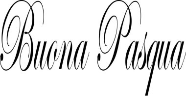 Beyaz arkaplan üzerine İtalyanca yazı illüstrasyonunda Mutlu Paskalyalar