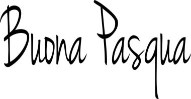 Beyaz arkaplan üzerine İtalyanca yazı illüstrasyonunda Mutlu Paskalyalar