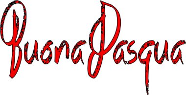 Beyaz arkaplan üzerine İtalyanca yazı illüstrasyonunda Mutlu Paskalyalar