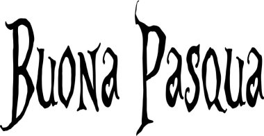 Beyaz arkaplan üzerine İtalyanca yazı illüstrasyonunda Mutlu Paskalyalar