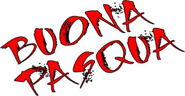 Beyaz arkaplan üzerine İtalyanca yazı illüstrasyonunda Mutlu Paskalyalar