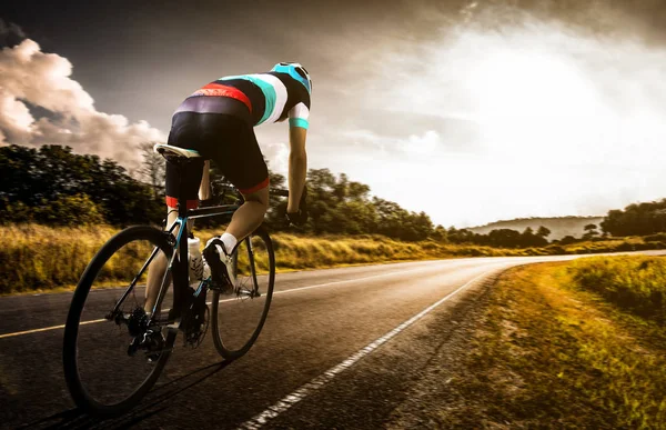 Men cycling road bike in the morning — Stock Photo, Image