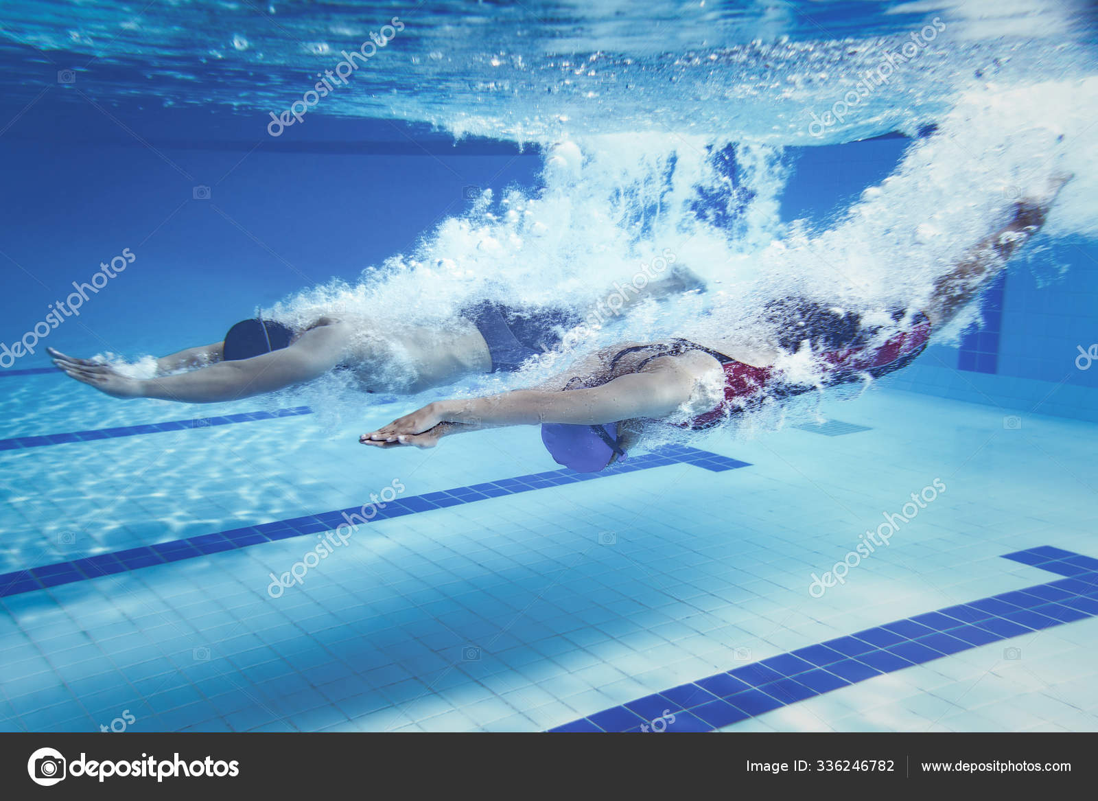 Swimmer Jump From Platform Jumping A Swimming Pool Underwater Ph Stock Photo Image By C Torwaiphoto