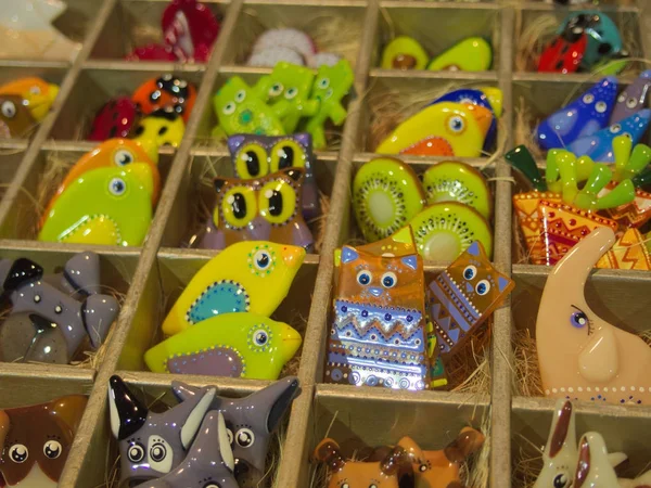 Gekleurde Glazen Dieren Fugurine Decoratief Speelgoed — Stockfoto