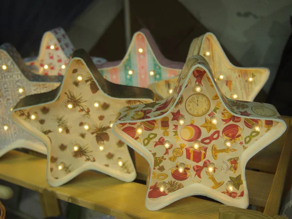 Het Star Holiday Decoraties Met Verlichting Sieraad — Stockfoto