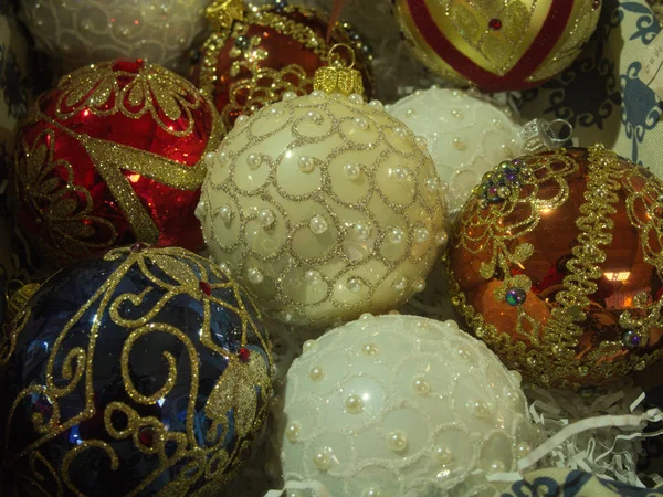 Diversi Pastello Vintage Dipinto Albero Natale Bauble Decorazioni — Foto Stock