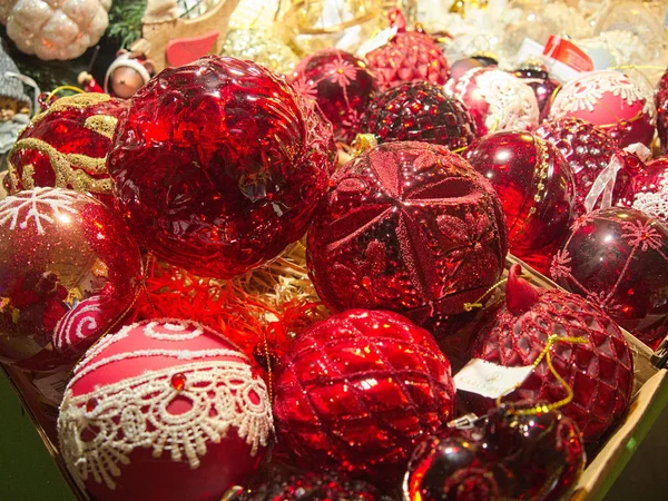 Multiple Pastel Vintage Painted Christmas Tree Bauble Decorations — Stock Photo, Image