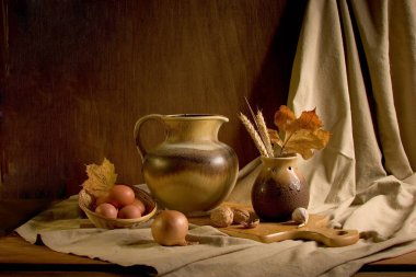 Natürmort meyve boyama şarap klasik Hollanda tarzı renkler