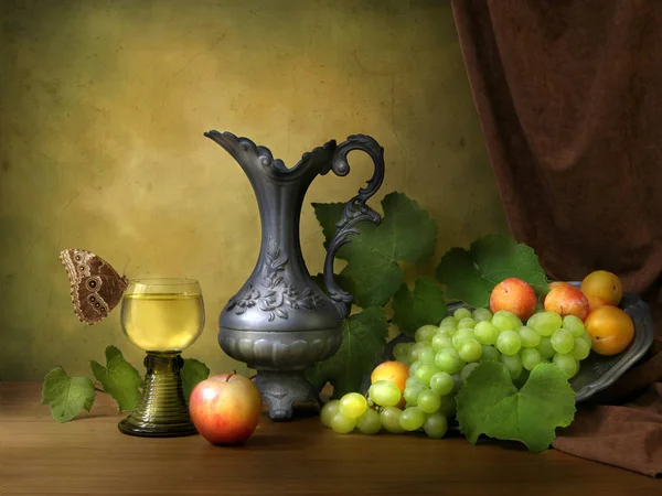 Zátiší ovoce barvy klasický holandský styl Malování vína — Stock fotografie