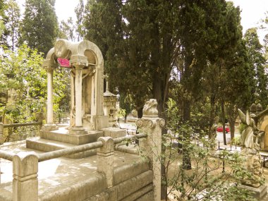 Montjuic Mezarlığı'nda lüks mahzen, Barselona, İspanya.