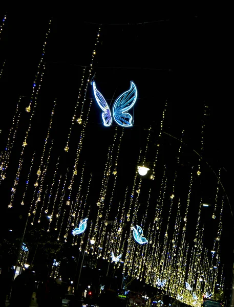 Christmas Lights Barcelona Streets Winter — Stock Photo, Image