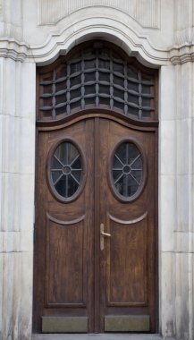 Eski bir ev vintage kahverengi ahşap ön kapı