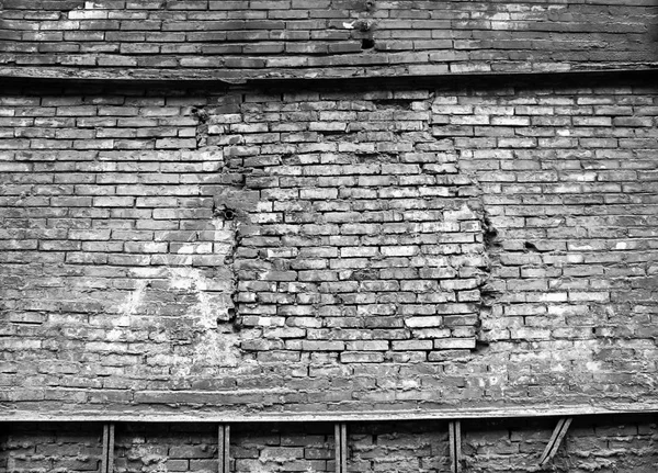 Black-and-white old brick wall — Stock Photo, Image