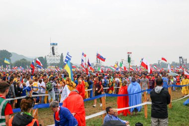 Krakow, Polonya - 2016: Krakow Blonia, Dünya Gençlik günü, Hacı