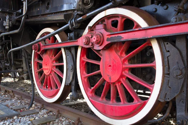 Rodas locomotivas a vapor fechar — Fotografia de Stock