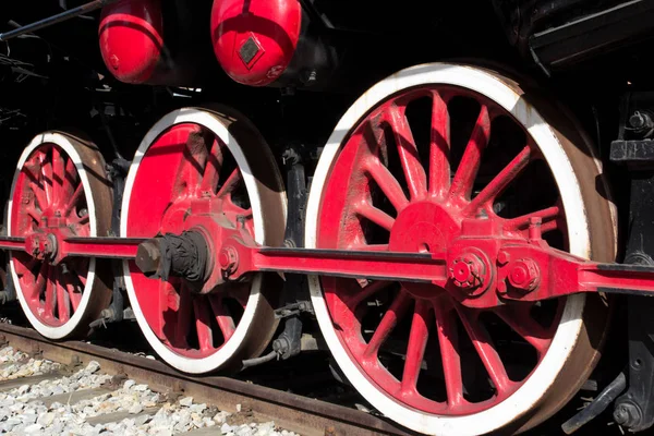 Rodas locomotivas a vapor fechar — Fotografia de Stock