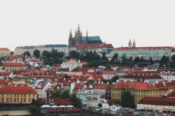 Panorama Prahy, efekt tilt-shift — Stock fotografie
