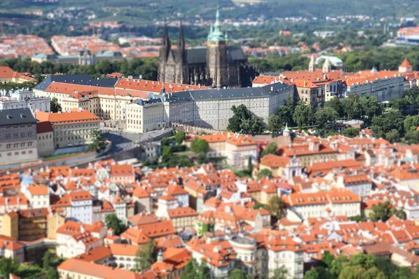 Panorama Prahy, efekt tilt-shift — Stock fotografie