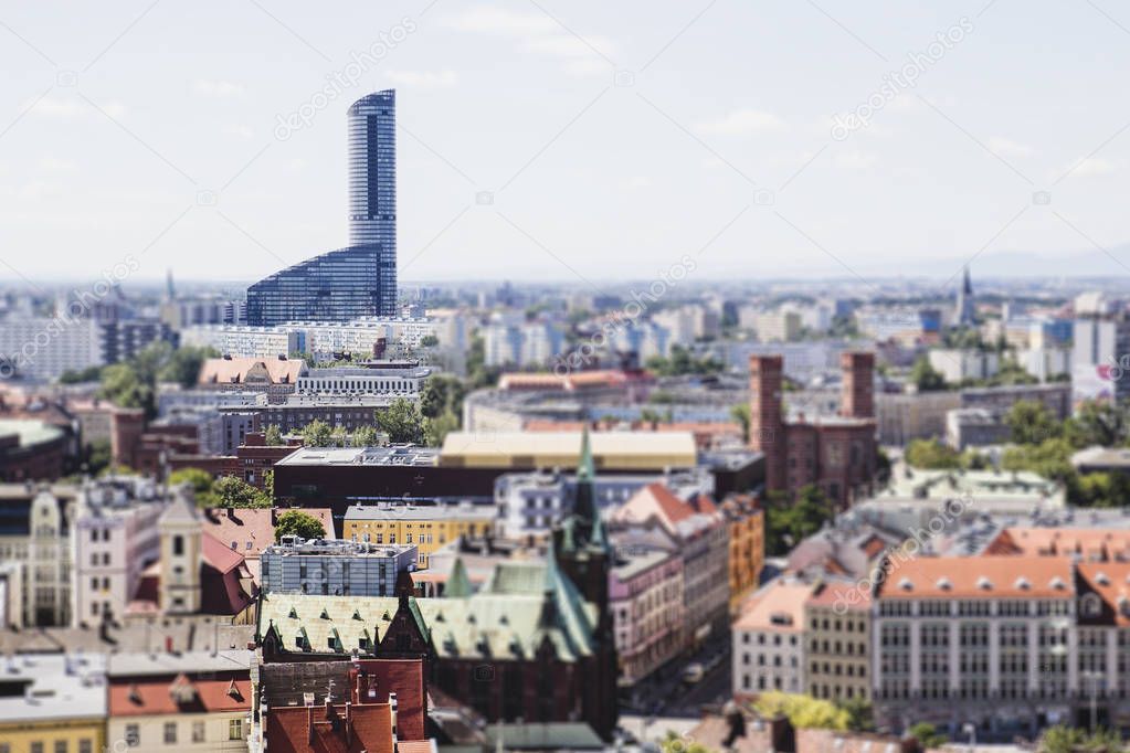 Panorama of Wroclaw,  tilt-shift effect