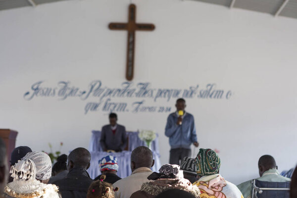 African church in Angola, with natural light from the windows