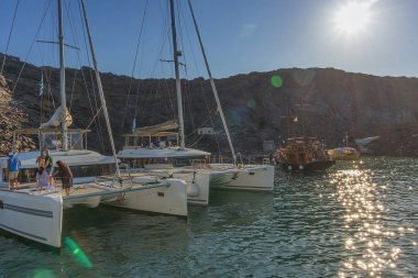 santorini, tekne Katamaran ile yanardağ