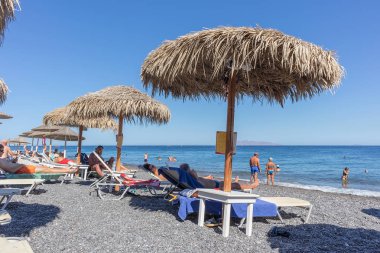 Santorini/Yunanistan 05 Eylül - Kamari beach Santorini, Yunanistan.