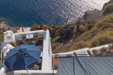 Deniz Manzaralı fira tepesinden. Yunanistan. Santorini.