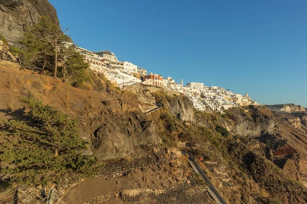 Gün batımı, Santorini, Yunanistan ile teleferik görünümünden Hillside.