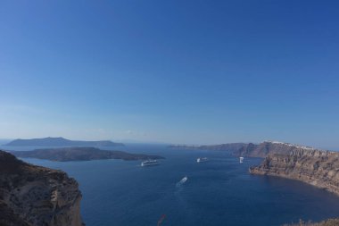 Caldera güzel görünümü ile yolcu yolculuk. Santorini, Gre