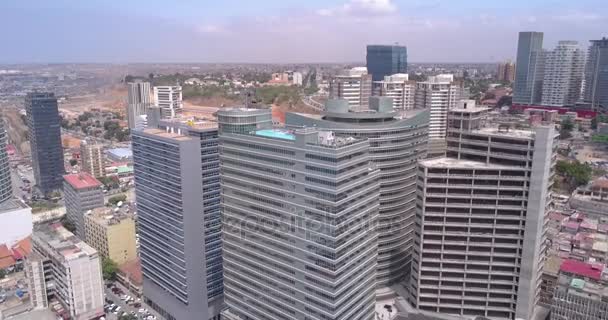 Baie Luanda Images Aériennes Coucher Soleil Skyline — Video