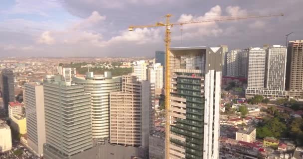 Luanda Baai Luchtfoto Beeldmateriaal Zonsondergang Skyline — Stockvideo