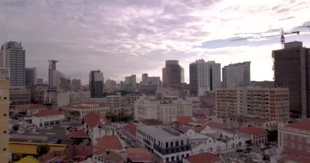 Luanda Bay Aerial Footage Sunset Skyline — Stock Video