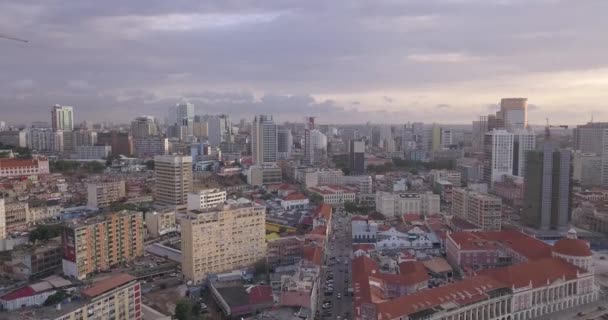 Baía Luanda Imagens Aéreas Pôr Sol Esboço — Vídeo de Stock