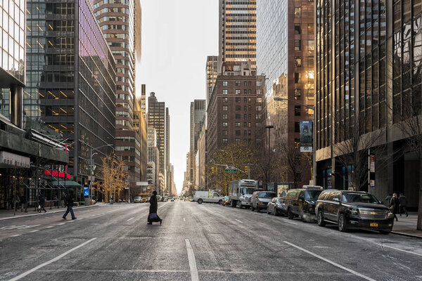 NYC/USA 02 JAN 2018 - People walking on New York street.