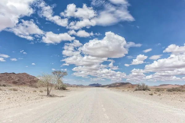Štěrková cesta v Namibijské poušti. — Stock fotografie