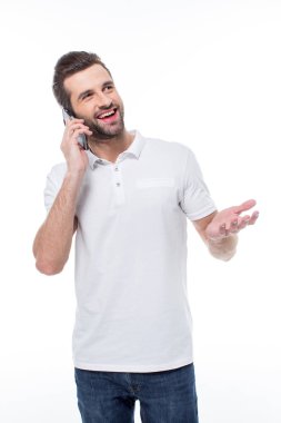 Man talking on smartphone clipart