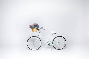 Hipster bicycle with flower basket  clipart