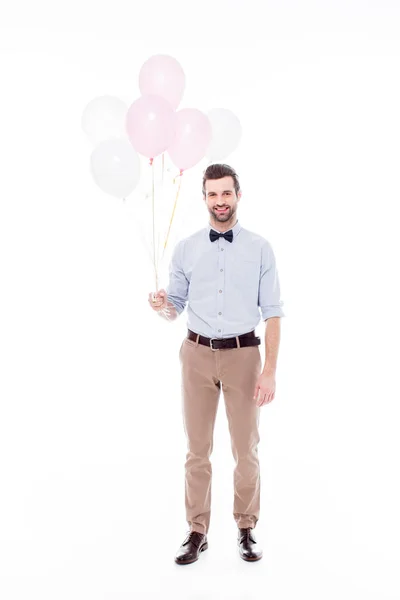 Uomo con palloncini d'aria — Foto Stock