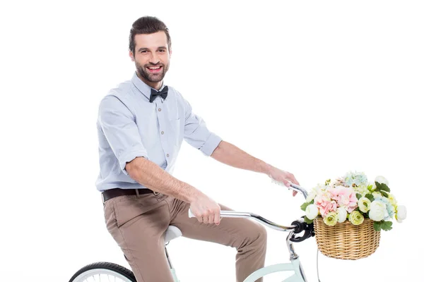 Hombre montando bicicleta hipster — Foto de stock gratuita