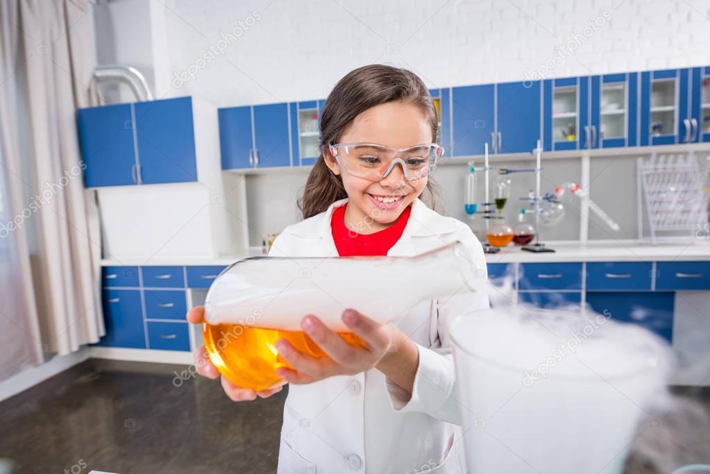 Girl in chemical lab