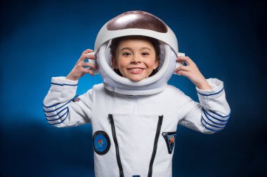 Little girl in space suit clipart