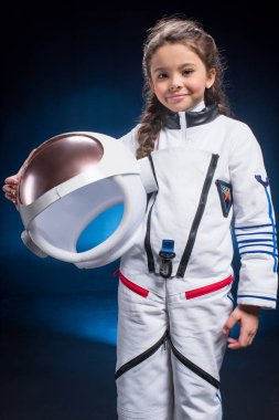 Little girl in space suit  clipart