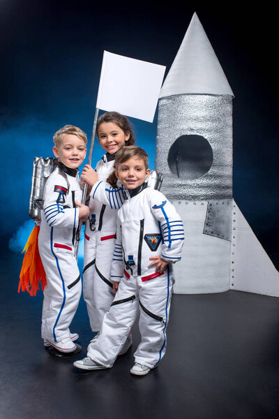 Kids playing astronauts