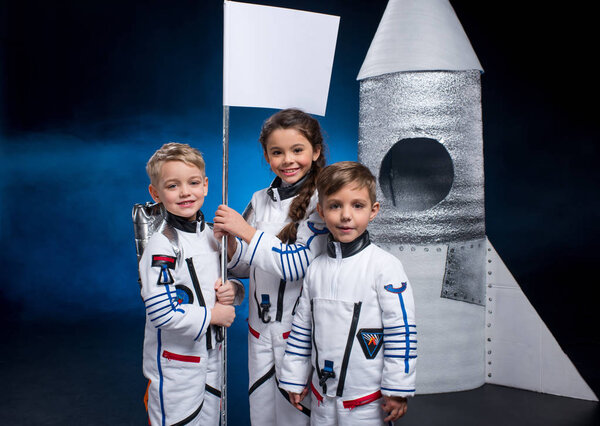 Kids playing astronauts