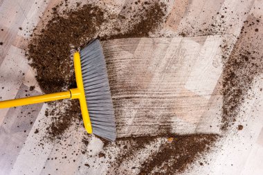 Broom sweeping floor  clipart