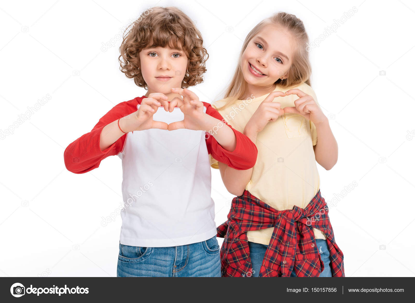 Kids gesturing hearts by hands — Stock Photo © NatashaFedorova 150157856