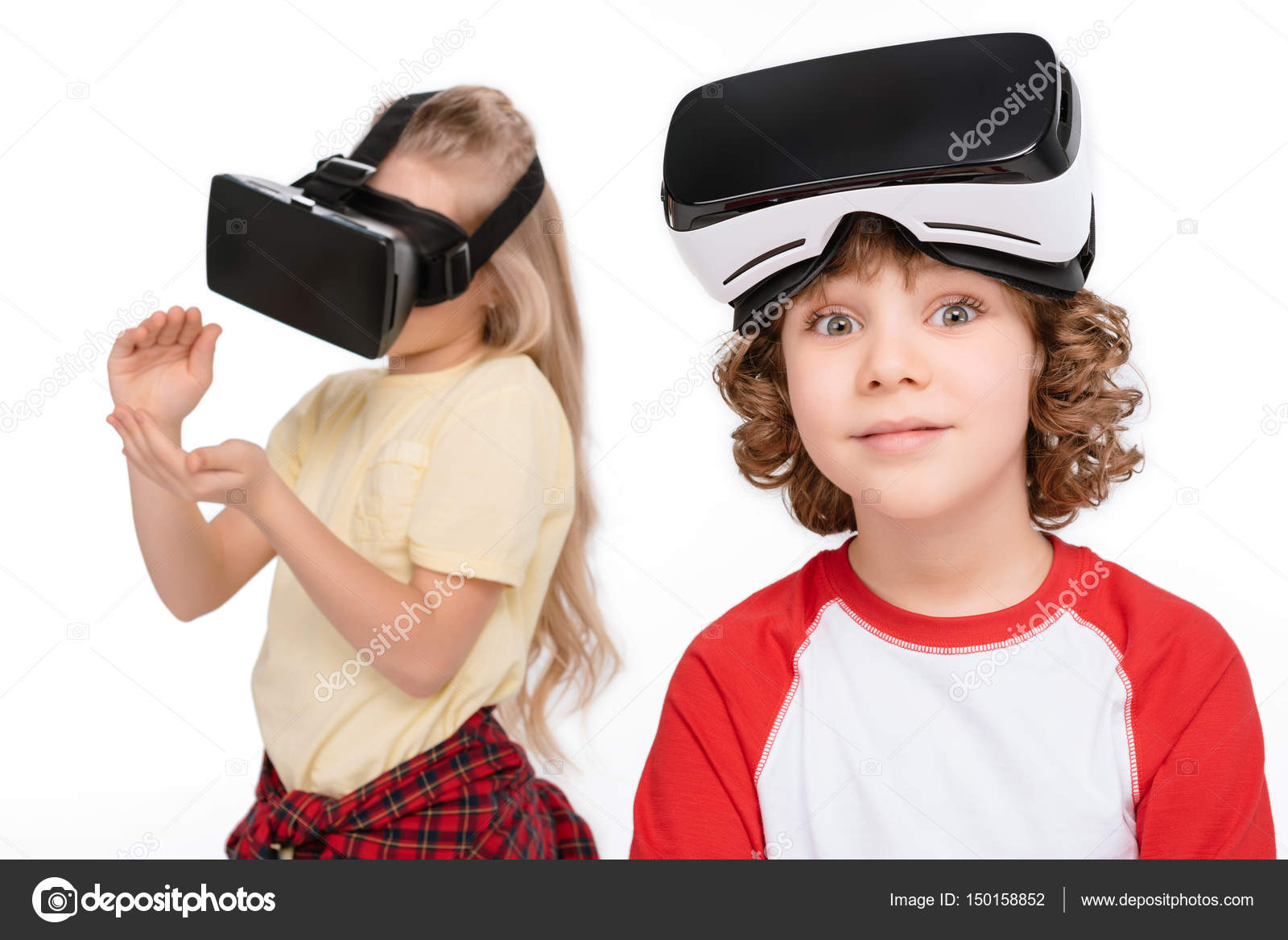 Friends in virtual reality headsets — Stock Photo © NatashaFedorova